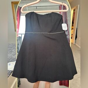 Altar'd State Black Strapless A-Line Dress with Rhinestone Waistline